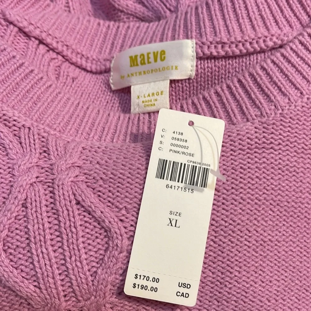 One LEFT! Anthropologie Maeve Cable-Knit Sweater Set Size XL NWT - Picture 7 of 10